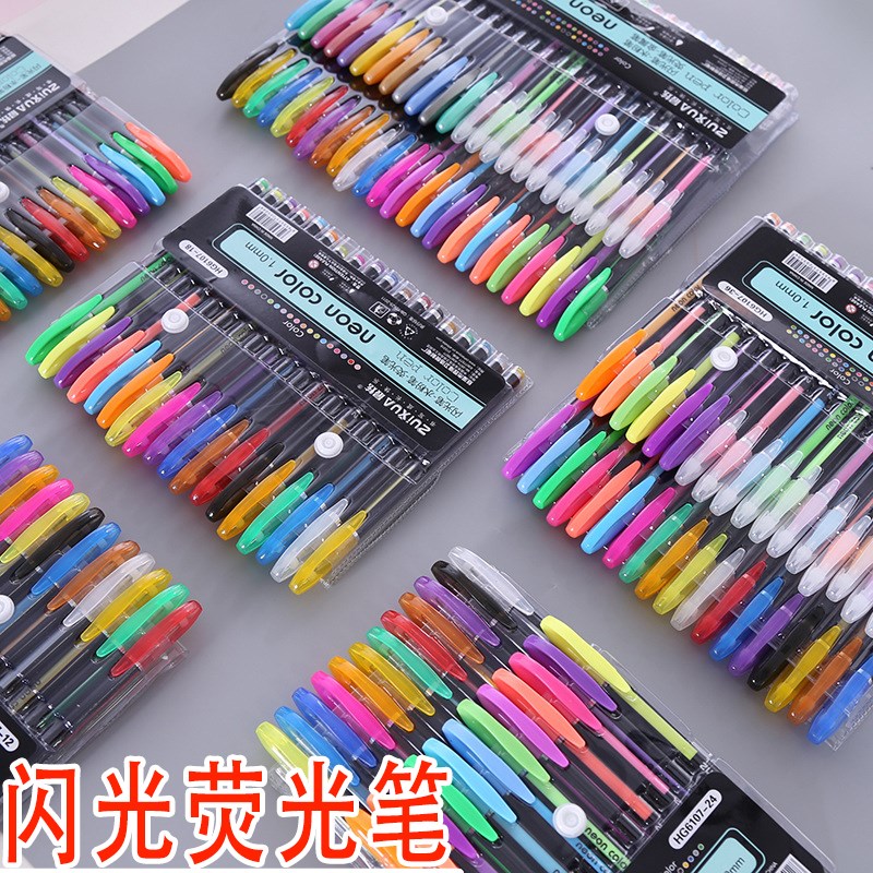速发彩色果光笔儿童水画笔涂鸦绘粉笔学生手账笔水彩闪冻荧光笔记