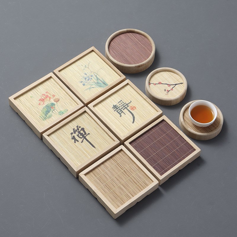 速发复古竹编茶具茶杯茶壶竹垫手串手链示宝首展吊坠饰珠道具竹盘