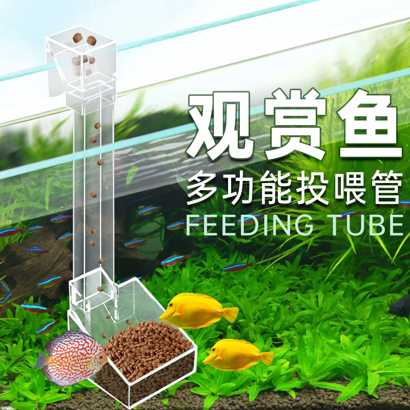 速发鱼食投食空定向喂食喂鱼神器鱼虾小鱼缸壁悬管喂食管亚克力投
