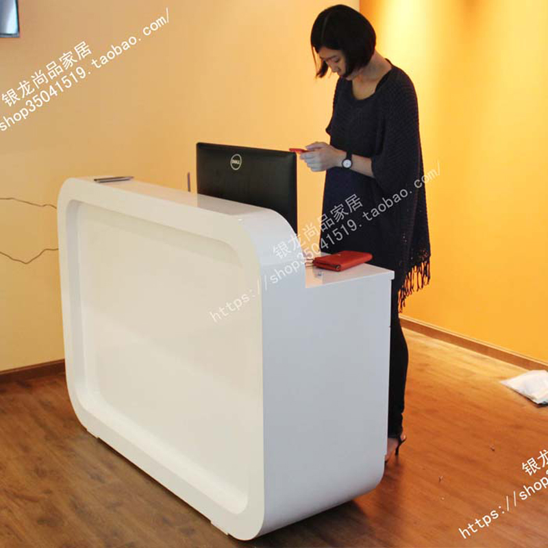 速发导医台机构烤漆育教培训台货前台接待现圆弧形小型收银台吧台