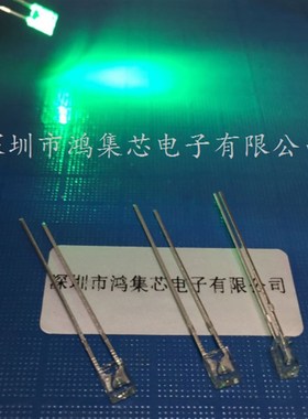 速发光立方灯珠2XX4mm方形翠绿色透明扁直平插发光管极二脚长27mm