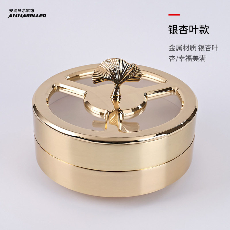 速发欧式轻奢零食盘果盒盘客厅分格带盖创意高档家用瓜子盘干果盘