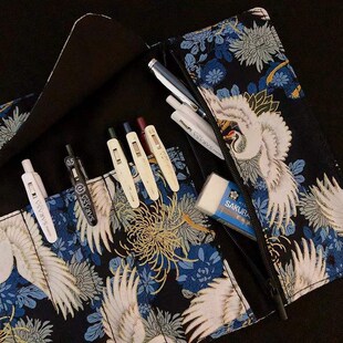 速发量潮古风黑色卷笔袋钢笔笔帘学帆生布男简约大容国文具袋送礼