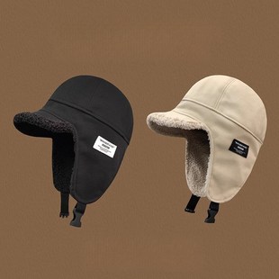 速发护保暖户外骑车雷寒款耳防锋帽冬季加绒加厚鸭舌飞行员