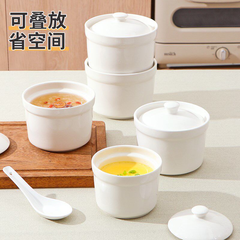 速发陶瓷炖盅隔水炖家用带盖一用小汤盅燕窝专人蒸蛋碗煲汤瓦罐汤