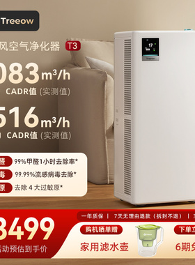 树新风T3空气净化器家用宠物数显除甲醛菌吸烟除异味净化机treeow