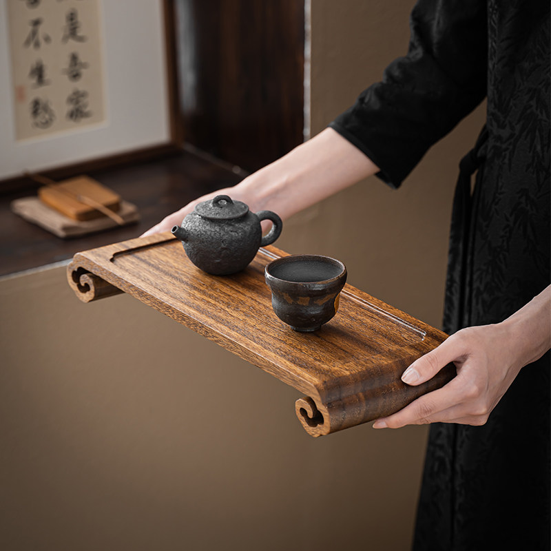 中式长方形黑胡桃木茶盘干泡台