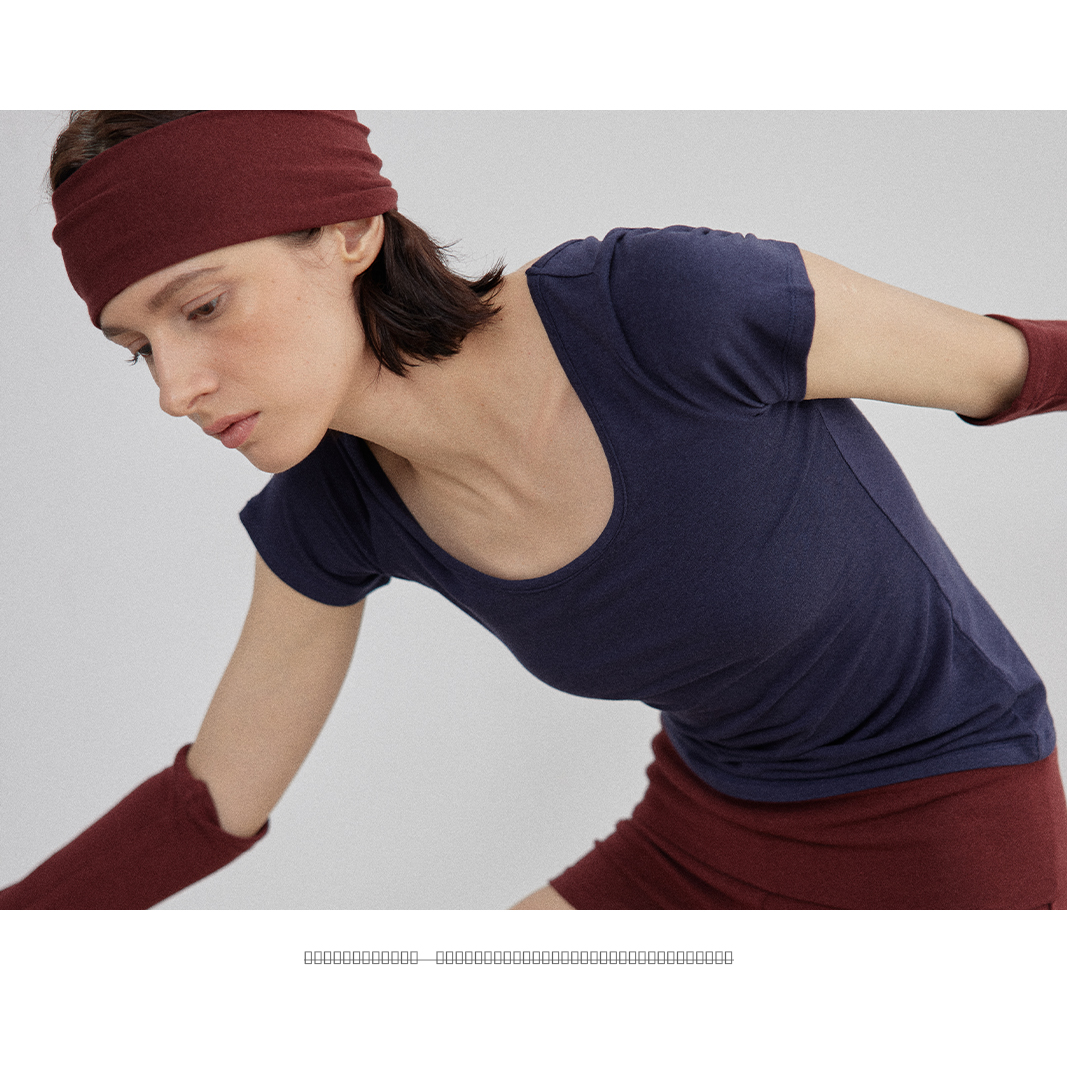 piisure 自然伸展 舞蹈练功小方领短袖 芭蕾 现代舞 民族舞