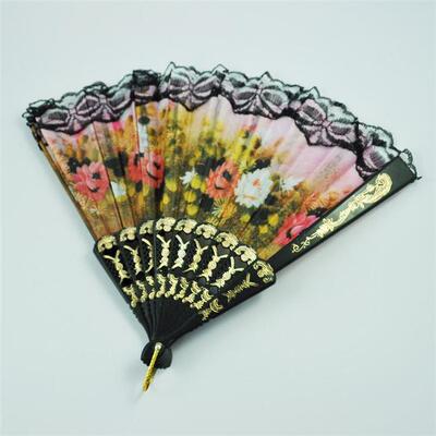 boutique spanish flower floral fabric lace folding hand fan