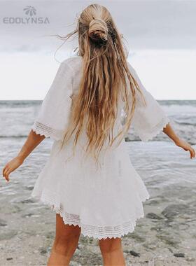 Beach dress Saida de Praia Cotton Beach Cover up Kaftan Beac