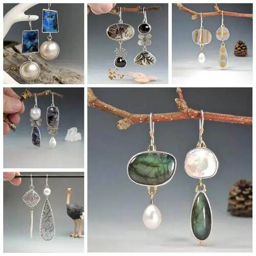 Vintage Asymmetrical Imitation Pearl Water Drop Earrings Jew