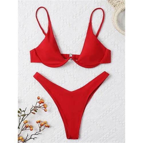 Solid color split breathable bikini women 纯色舒适透气比基尼