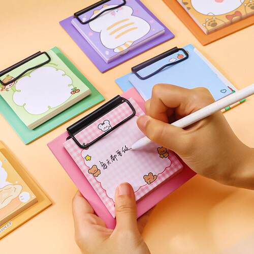 sticky note with small splint cute cartoon girl storage box