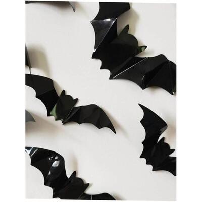 16pcs Halloween 3D black bat Wall Stickers Halloween party