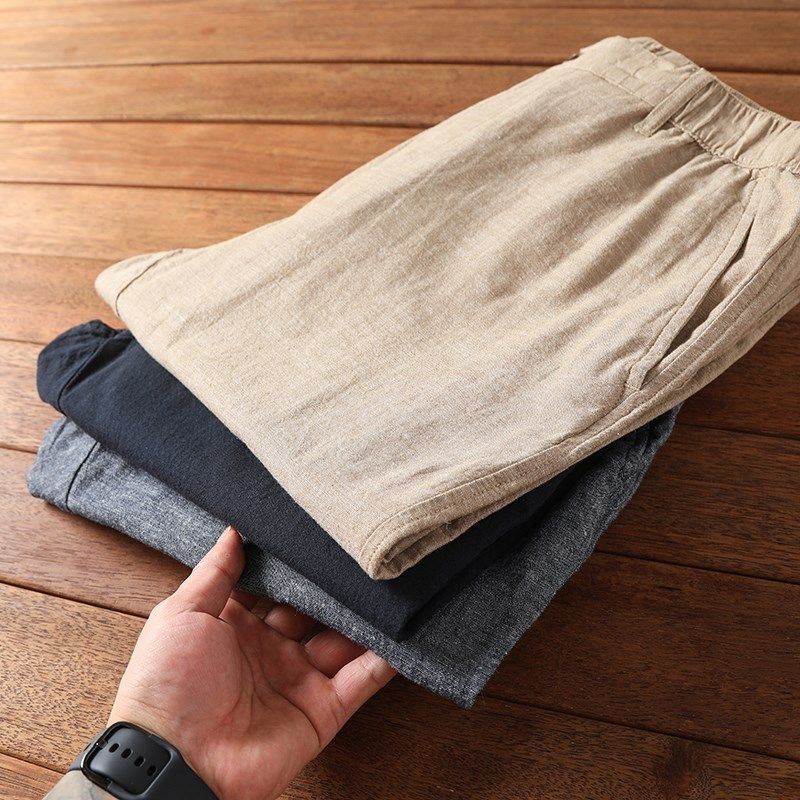 高品质日单 轻薄透气 柔软细腻 夏季男士时尚纯色麻裤直筒休闲裤,男装,休闲裤,淘宝优惠券,粉丝福利购,淘宝优惠卷