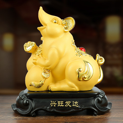 金鼠摆件招财十i二生肖鼠家居工艺礼品摆饰属鼠吉祥物客厅酒柜桌