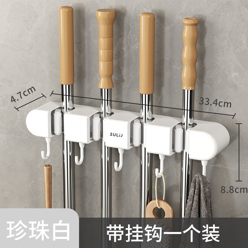 扣拖把架挂钩背胶贴片配件专用壁挂拖把夹架多功能免打孔挂钩浴室