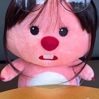 海狸玩偶刘海听说你有个朋友长这样小海里露牙粉红鼠公仔毛绒礼物