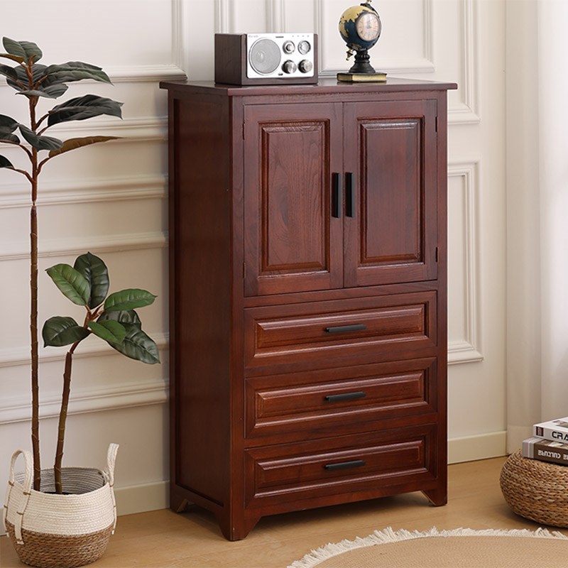 斗柜餐边柜实木美式收纳储物柜五斗柜卧室客厅靠墙置物柜酒柜复古