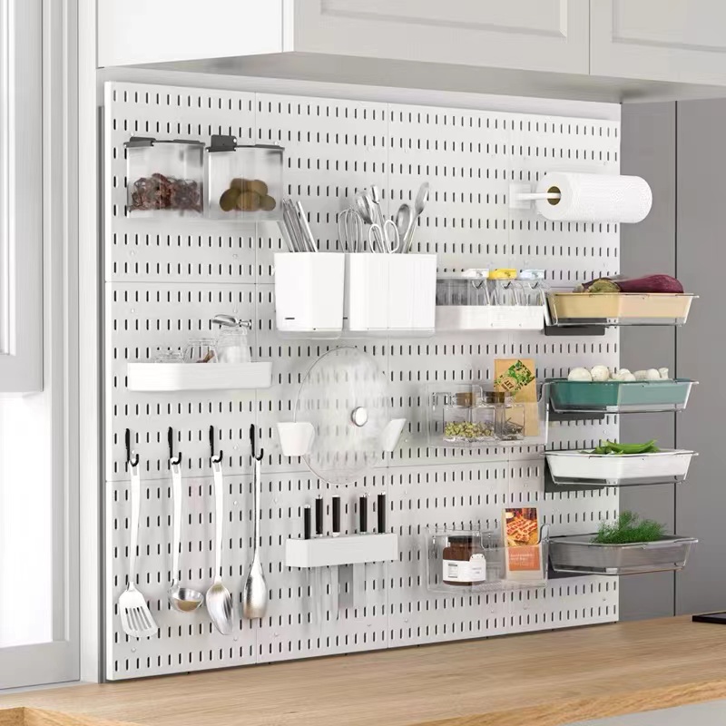 免打孔家用洞洞板墙壁宿舍厨房浴室墙上置物架搁板壁挂收纳架隔板