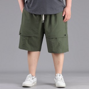 冰丝工装 速干五分裤 短裤 夏季 潮牌胖子加肥加大休闲宽松潮 男士 大码