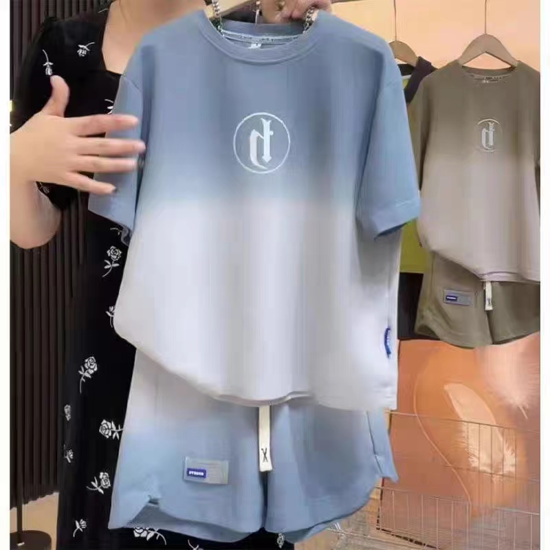男童夏装套装2023新款童装儿童运动短裤夏季短袖男孩夏天渐变潮服
