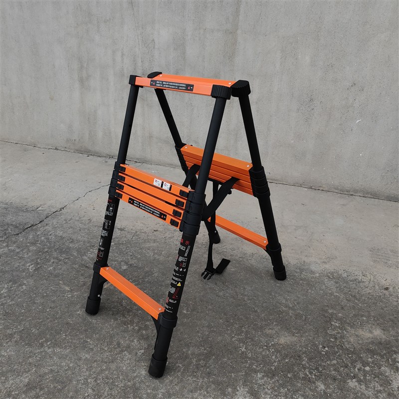 碳钢人字梯1.7米伸缩人字梯六步人字梯家用折叠升降梯子竹节便携