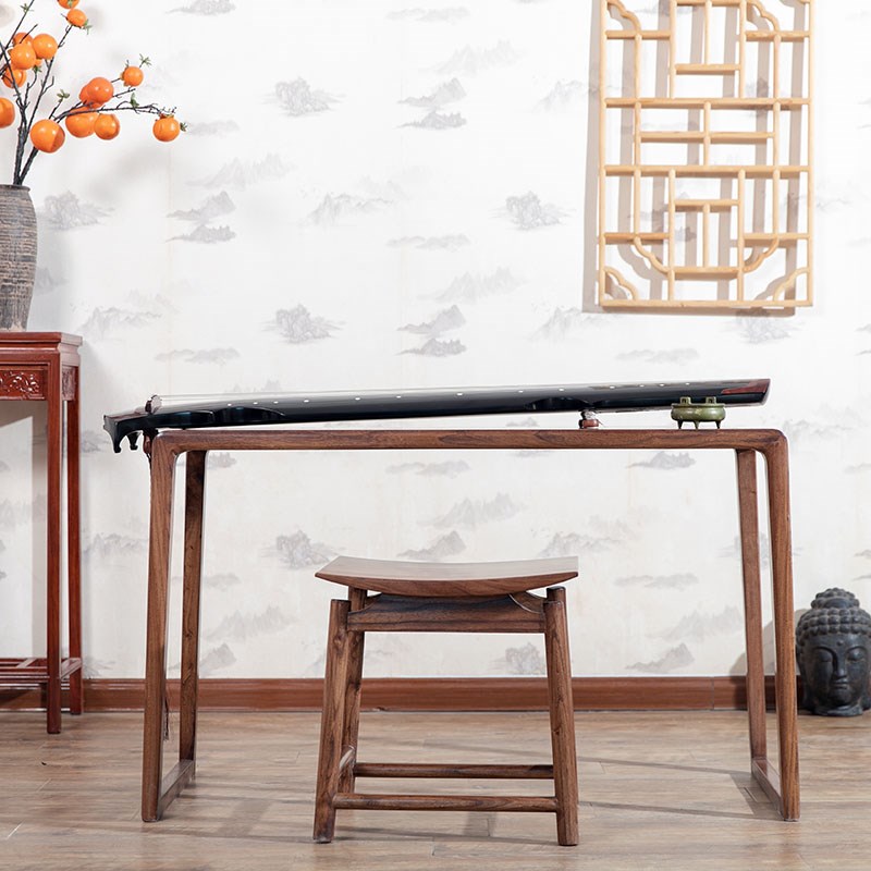 新款榆木古琴桌凳擦生漆 大漆桌环保无异味榫卯一体凳子舒服