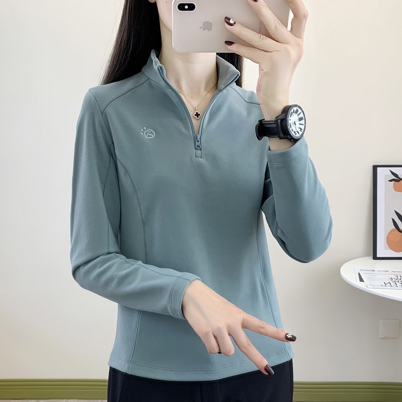 新款户外抓绒衣女摇粒绒运动外套卫衣保暖冲锋衣内胆德绒长袖上衣