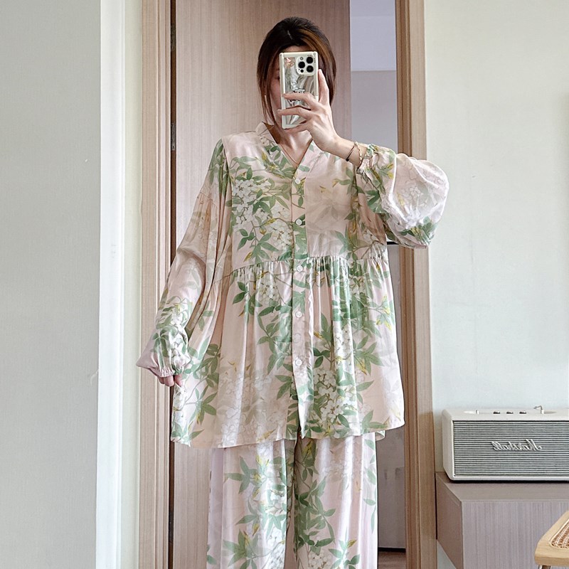 月子服春夏棉绸产后睡衣薄款大码200斤产妇待产喂奶哺乳家居服套