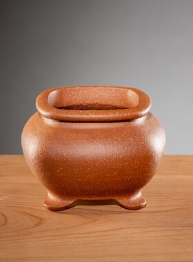 高档精品把玩老降坡泥料精制名家冯长根小四方切角四方传炉紫砂盆