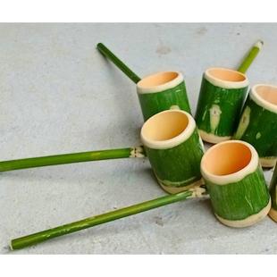 竹子水勺浇花勺子舀水竹勺温泉勺竹筒竹制水瓢小孩子沙水池玩水勺