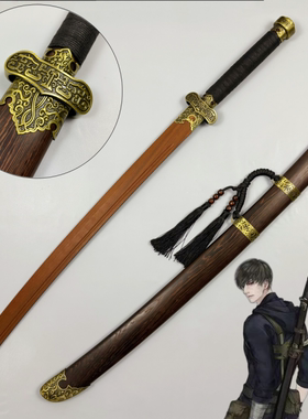 唐横刀黑金古刀绣春刀雁翎刀木质古装武术练习儿童玩具竹刀未开刃