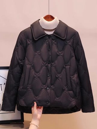 鸭鸭轻薄短款羽绒服女款2024新款中年妈妈小个子秋冬宽松女士外套