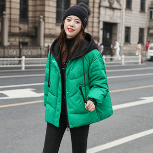 鸭鸭羽绒服女新款2025年冬季短款连帽拼接加厚洋气大码好款外套潮