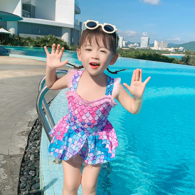 速发童装泳儿公主泳裙宝宝可爱童泡温泉小中大童婴幼儿连体游