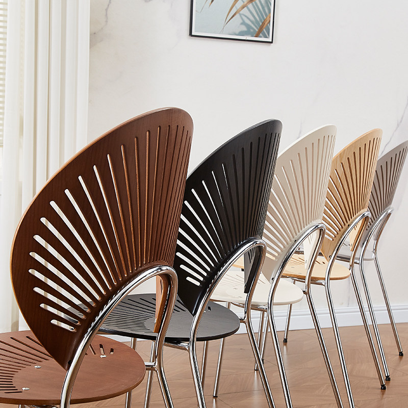速发餐椅家用新式实木贝壳椅餐桌椅2法20款靠背椅子轻奢高级
