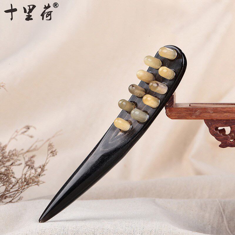 速发厂家尖艺牛角工按摩刷梳 刮部经络头部背痧棒 混批
