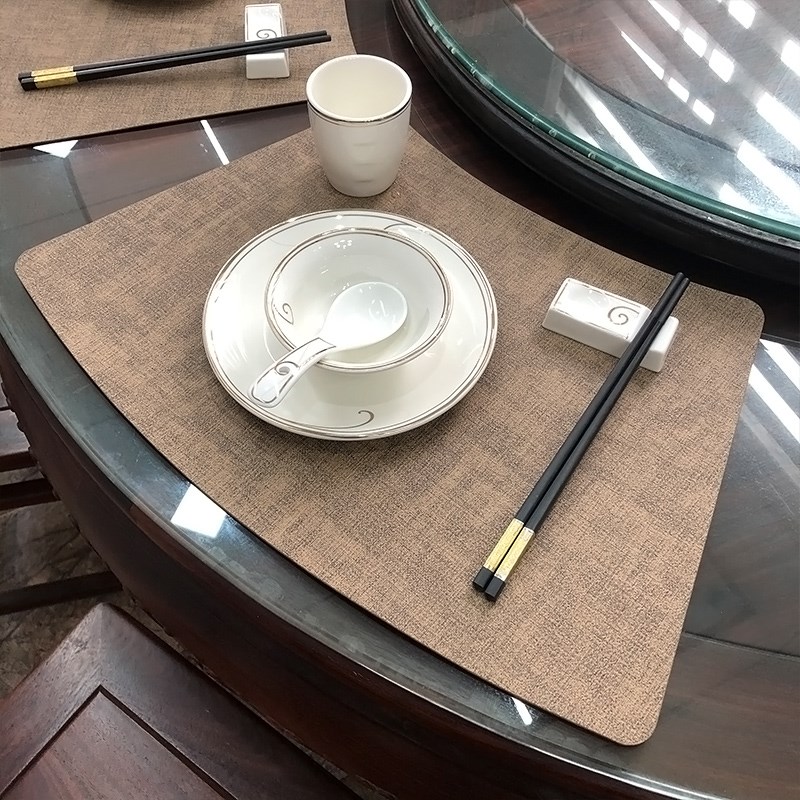 速发扇形中式酒店专用皮革圆桌餐桌垫餐垫防水防油餐具垫高级感隔