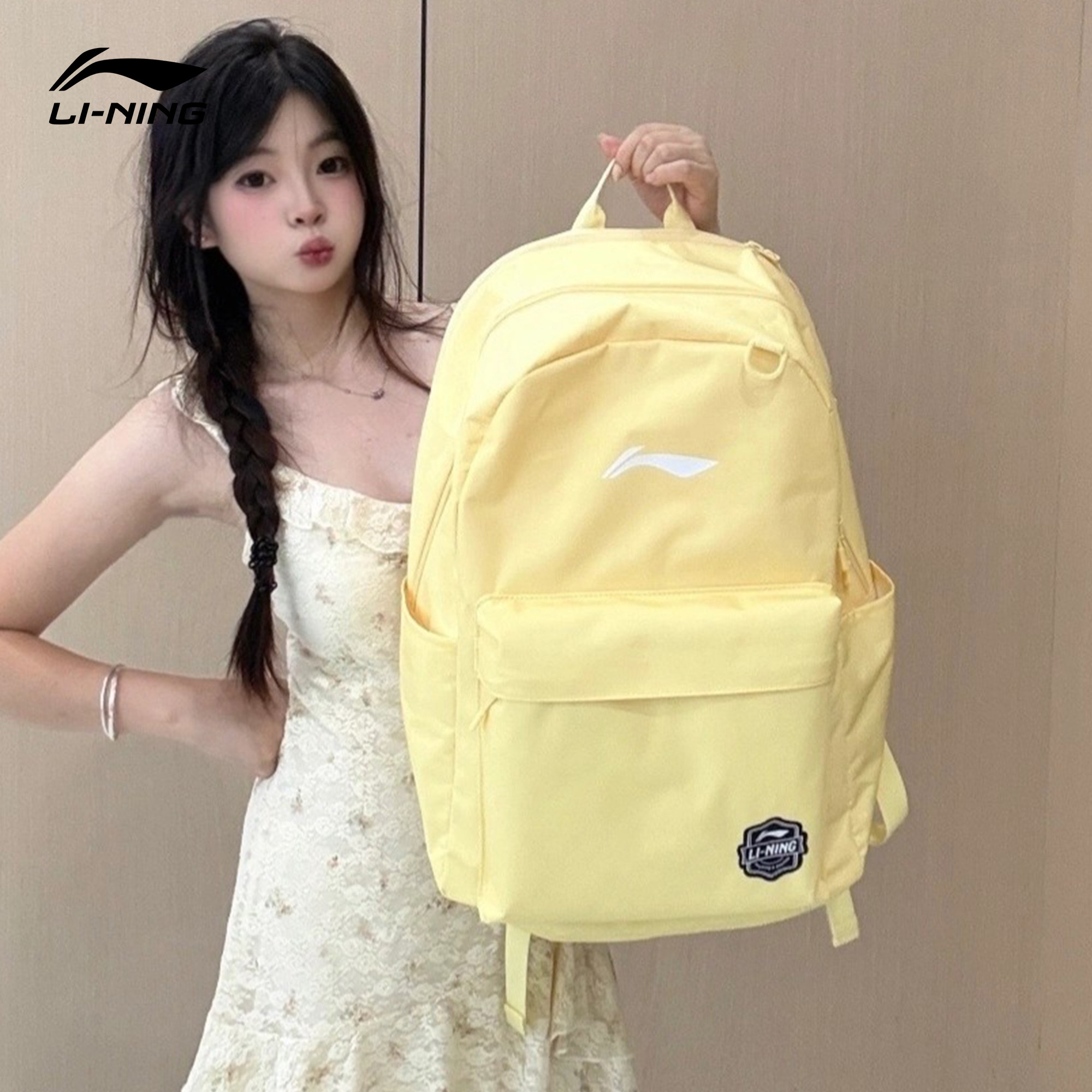 【新品】李宁书包女高中生背包图片