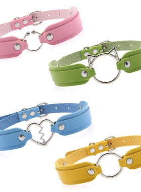 猫咪爱心小众pu皮质项圈锁骨链