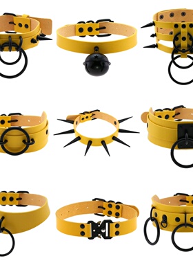 27Studio 黄色choker亚文化皮质朋克项圈二次元项链百搭男女颈链