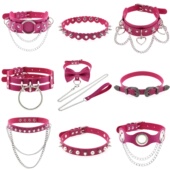 27Studio亚文化皮革甜心摇滚朋克项圈项链男女辣妹玫红choker颈链