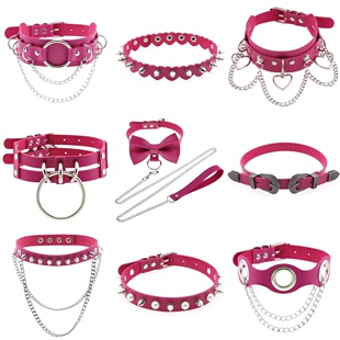 27Studio亚文化皮革甜心摇滚朋克项圈项链男女辣妹玫红choker颈链