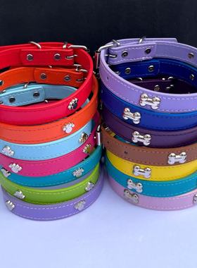 可爱骨头脚印项圈彩色pu皮项链