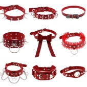 27Studio红色choker亚文化皮质摇滚朋克项圈项链百搭男女甜酷颈链