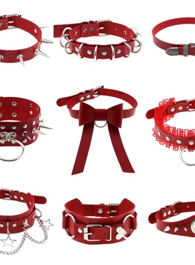 27Studio红色choker亚文化皮质摇滚朋克项圈项链百搭男女甜酷颈链