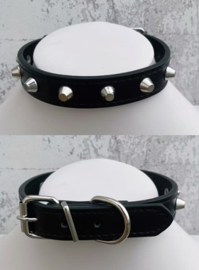 铆钉粉色蓝色黑色红色皮革项圈