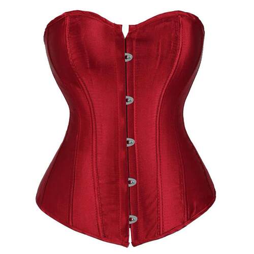 Womens Corset Satin Sexy Plus Size Bustier Gothic Lace Up Bo
