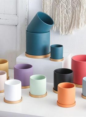 Nordic ceramic flowerpot marbled ins Round flower pot 花盆